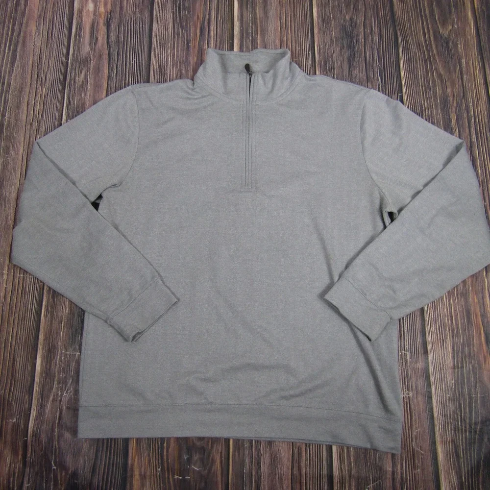 Vineyard Vines Mens Medium Quarter Zip Pullover Sweatshirt Gray Preppy Golf